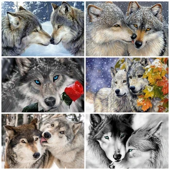 

AZQSD Wolf Diamond Painting Full Square Diamond Embroidery Animal Needlework Home Decor Gift Handmade Cross Stitch Rhinestones