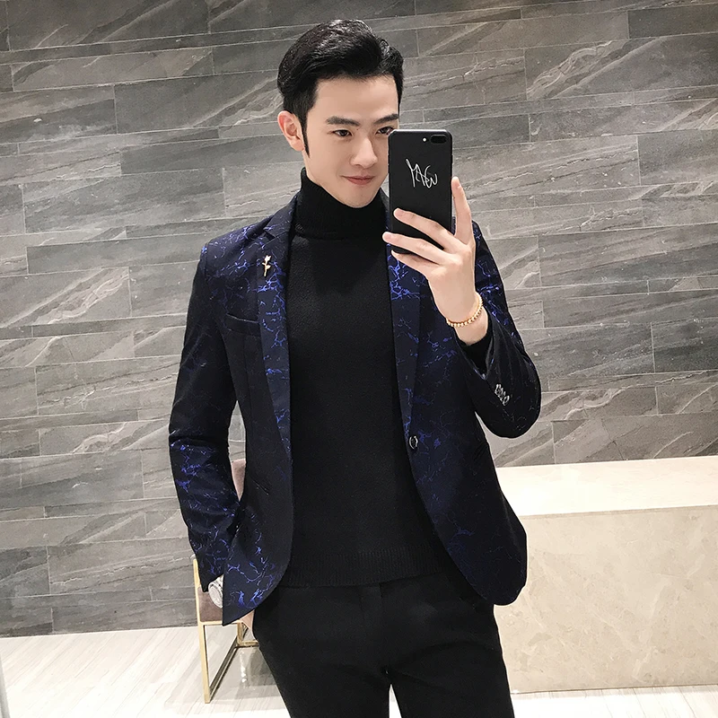 Party Prom Blazer Autumn Men Blazer Jacket Men Slim Fit Business Dress Suit Coat