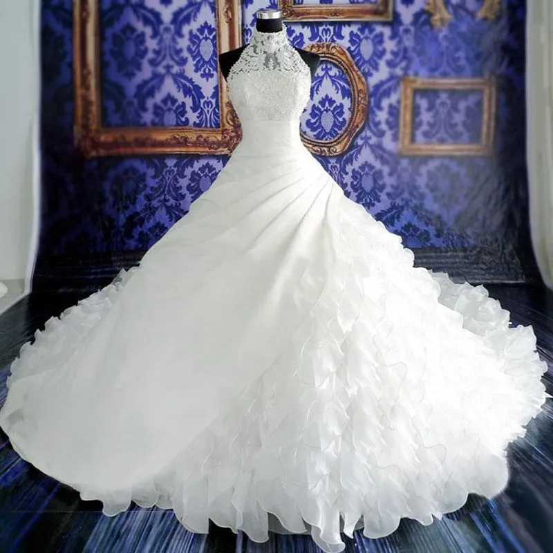 2018 Prachtige Kathedraal Trein Bal Vintage Hoge Hals Kralen Kant Vestido De Noiva 2018 Bruidsjurk Moeder Van De Bruid jurken 2018 Prachtige Kathedraal Trein Bal Vintage Hoge Hals Kralen Kant Vestido De Noiva 2018 Bruidsjurk Moeder Van De Bruid jurken