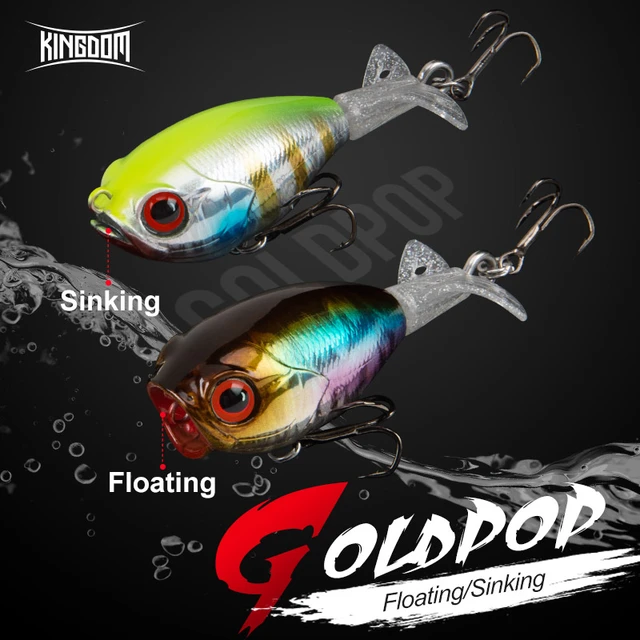 Cheap Kingdom GoldPop Fishing Lures 35mm 5.8g Floating Whopper Popper  Sinking Pencil Hard Bait Soft Rotating Tail Topwater Wobblers