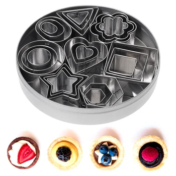 

24Pcs Stainless Steel Mini Cookie Round Heart Star Shape Cutter Set Biscuit Cookie Mold Pastry Cutters Slicers Baking Tools