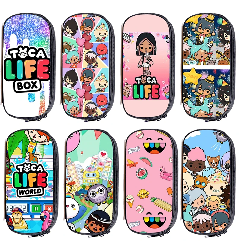 Trendy Anime Toca Life World Game Pencil Case Adolescente Makeup Box Cancelleria Storage Pouch Bag 3D Toca Boca Custodie Cosmetiche