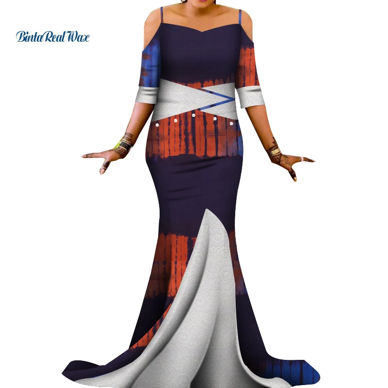 Африканский Базен Riche платья для женщин бисер имитация жемчуга вышивка длинное платье большого размера в африканском стиле женская одежда WY4796