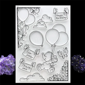 

Lychee Life DIY Balloon Elephant Stamp Animal Transparent Silicone Clear Stamp Seal Sheet For Scrapbooking Photo Album Decor