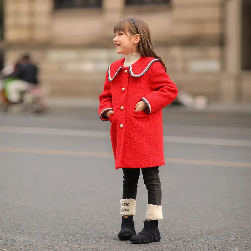 

2019 New Winter Autumn Toddler Kids Girls Wool Coat Princess Overcoat Fashion Fille Girl Bowknot Trench Full Sleeve Outwear