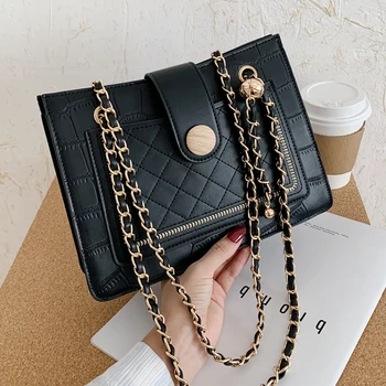 

Plaid Fashion Handbags For Women 2020 Chain Shoulder Bags Crossbody Women's Small Handbags Purse Branded Designer PU Leather