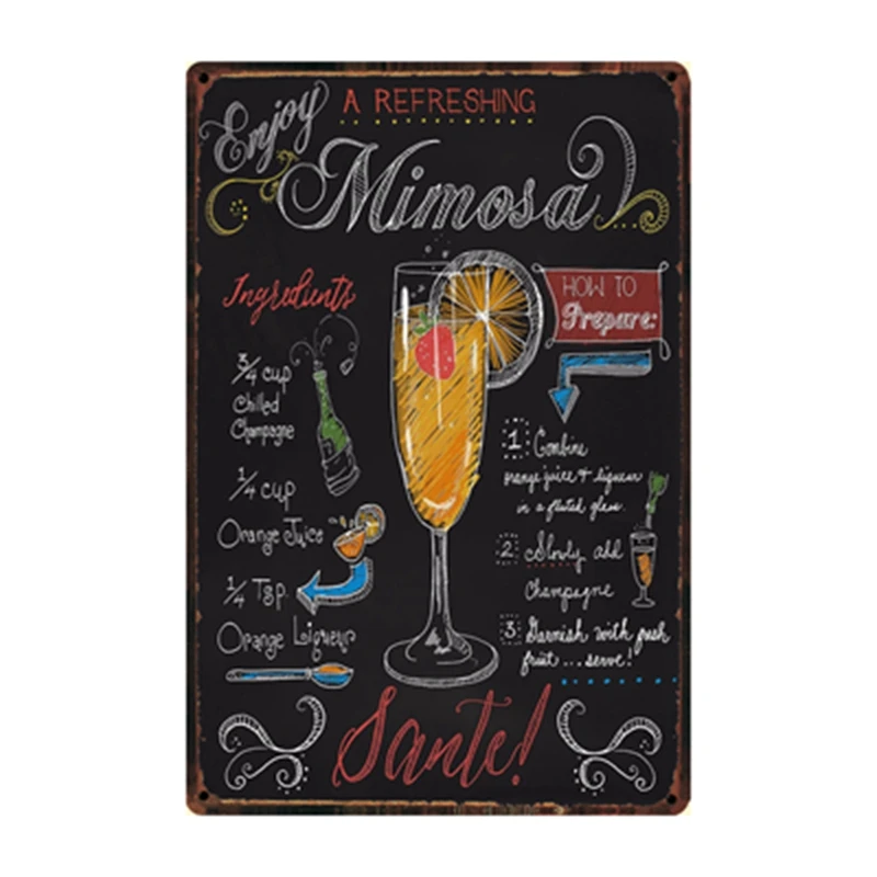 [Kelly66] Mimosa коктейльное пиво металла плакат домашний декор стен старинной