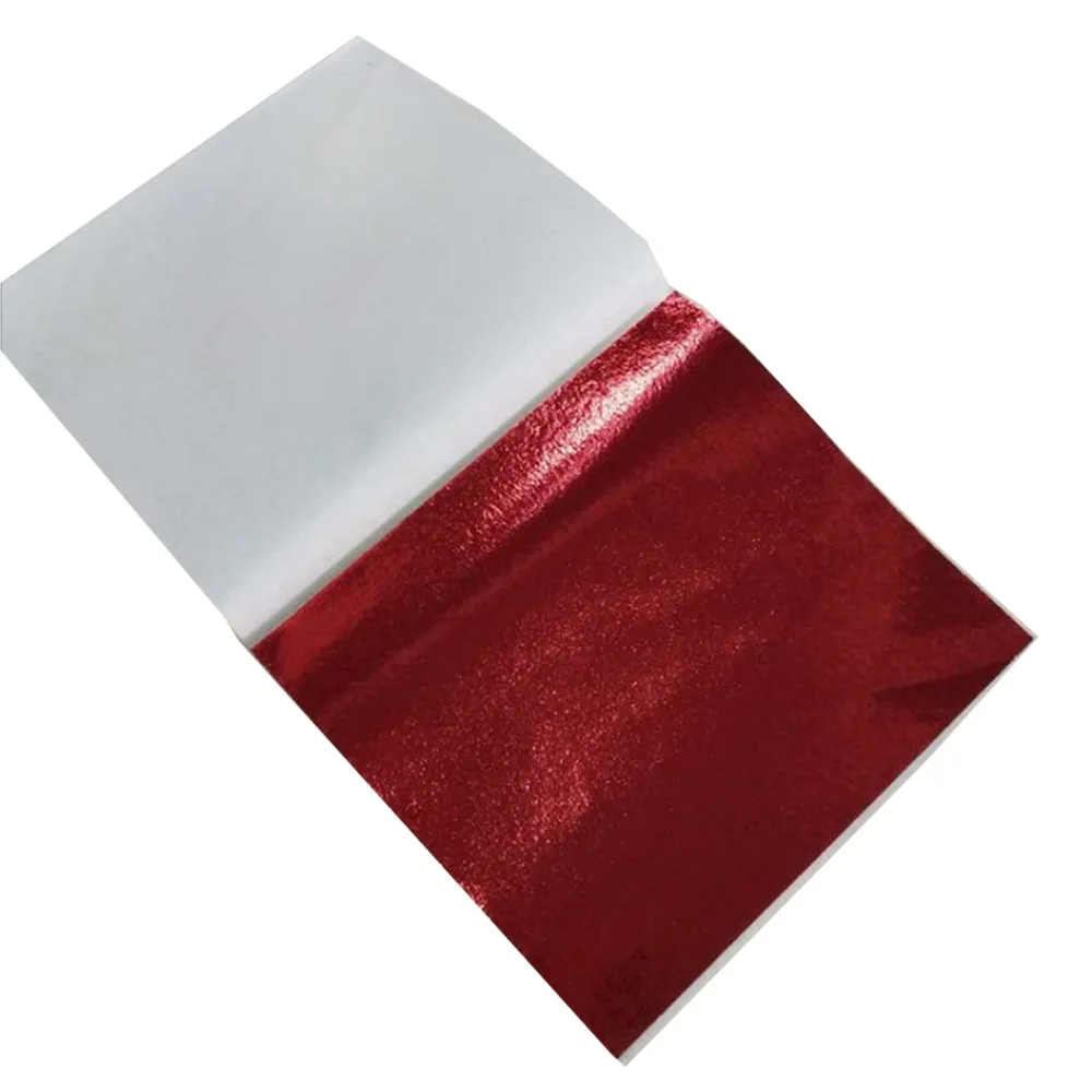 Red 100 шт 9x9 см DIY художественная бумага для рукоделия имитация золотого листа Щепка медный листочек листья листы фольги бумага для украшения золочения ремесла - Цвет: Red