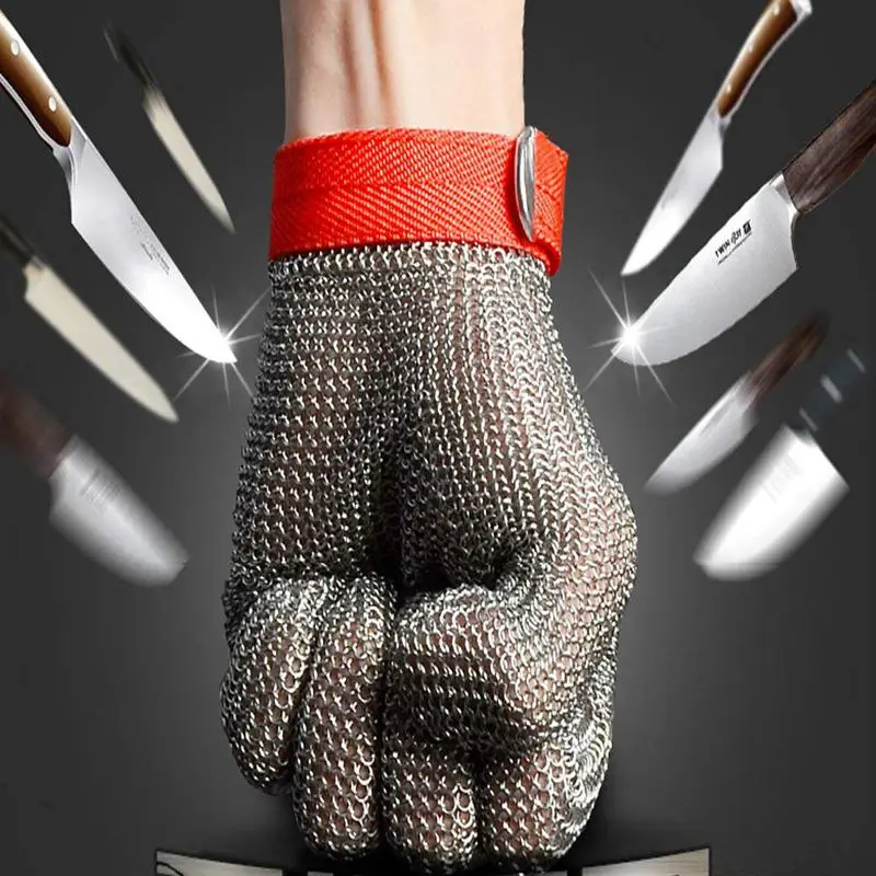  Protective Glove Stainless Steel Mesh Cutting Resistant Chain Mail Chain for Kitchen Butcher S - 4000145349322