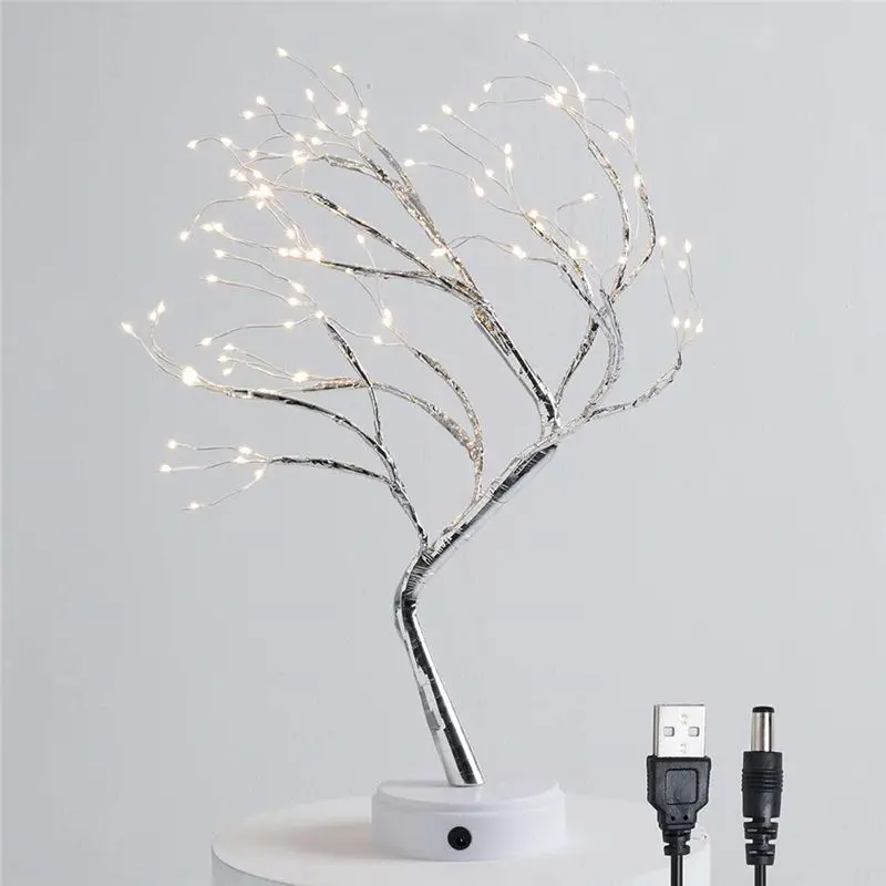 108 светодиодный USB_ огонь дерево свет медный провод настольные лампы Ночник для дома в помещении спальня панель для свадьбы рождественские украшения