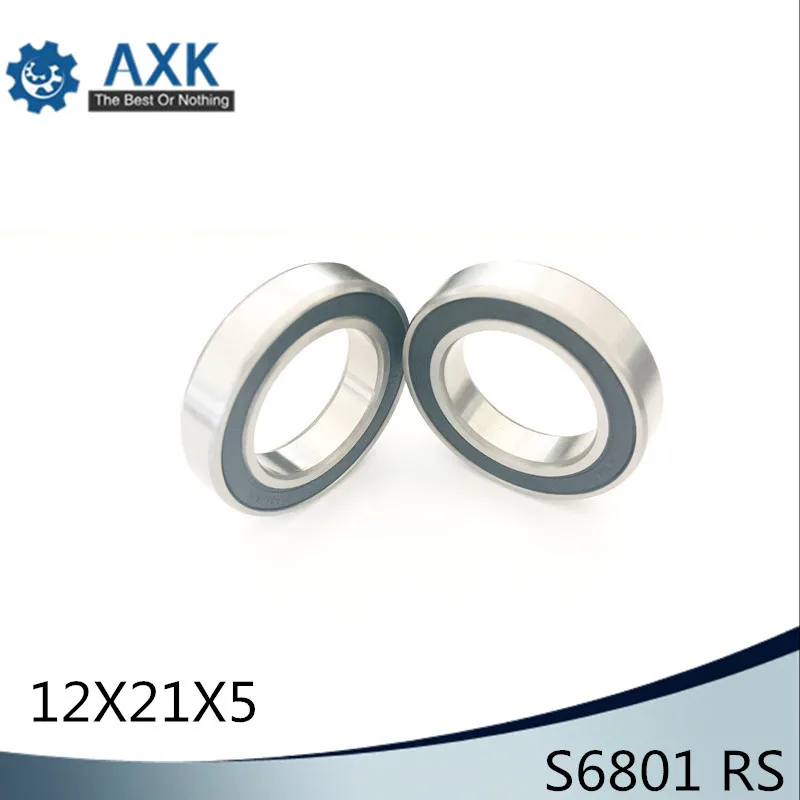 Bearings 6801 ( 1 PC ) 12*21*5mm 440C Stainless Steel Rings With Si3N4 Ceramic Balls Bearing S6801 S6801RS