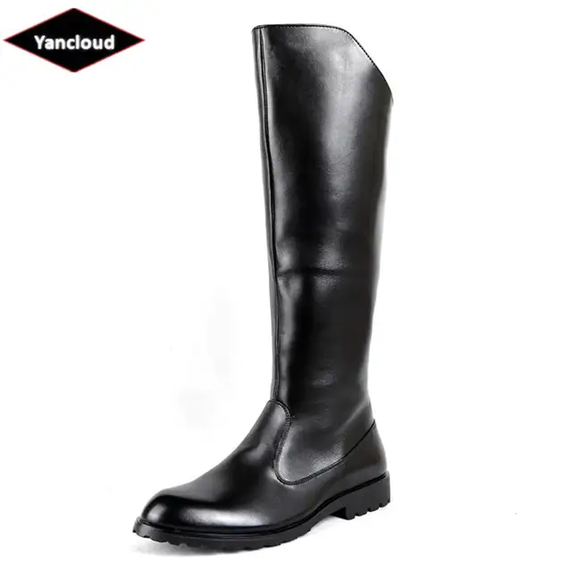 New 2020 Spring Fall Knee High Military Boots Men Artificial