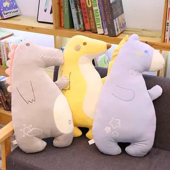 

70cm 6 patterns Cartoon soft animal cushions Stuffed happy dinosaur doll plush pillows Down cotton cushion backrest for children