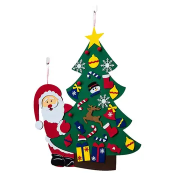 

DIY Felt Christmas Tree Artificial Tree With Snowmen Snowflake 26Pcs Detachable Ornament Wall Pendant Christmas Home Decor
