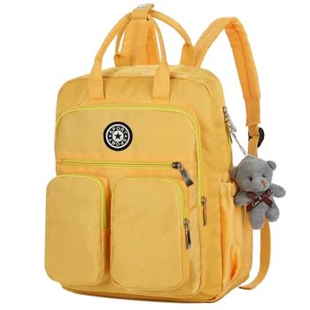 

2019 Fashion Waterproof Nylon Women Backpack Solid Multi-pocket Travel Backpacks Brand Designer Teenage Girl School Book Bag