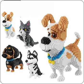 

Mini Blocks Cute Corgi Dog Diamond Building Block Friends Toy Animal Poodle Model Husky Model for Children birthday Lovely Gifts