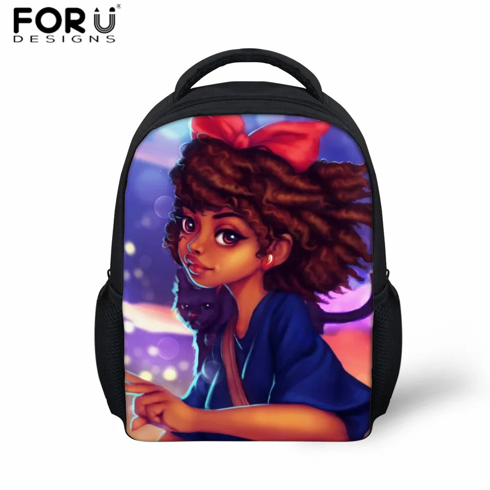 FORUDESIGNS/мини-рюкзаки для детей, для маленьких девочек, Африканский рюкзак с принтом для девочек, Kawaii, афро, маленький детский рюкзак 12 дюймов, школьный рюкзак - Цвет: Z4895F