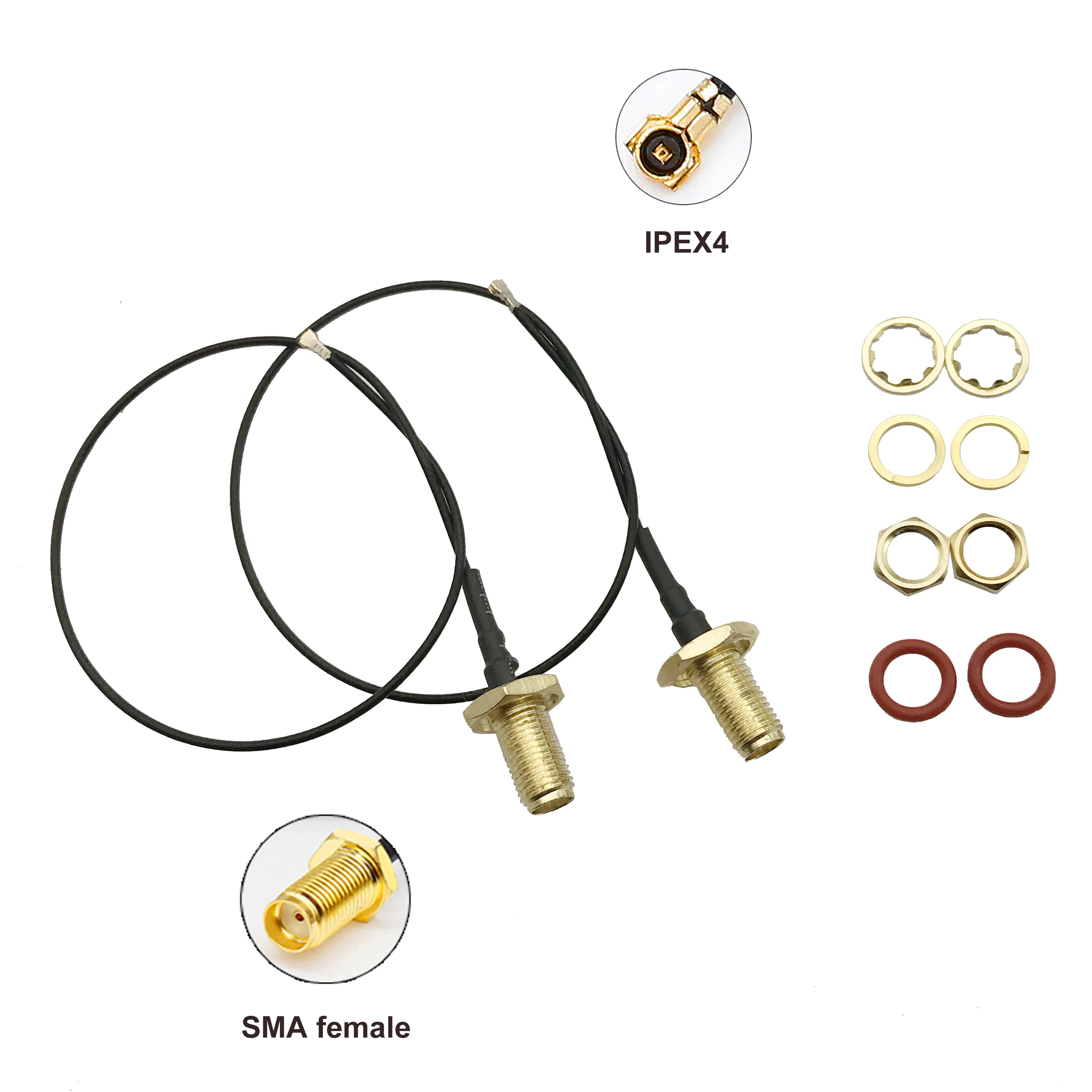 2pc SMA female to IPEX4 MHF4 Waterproof ring Cable Extension cord Pigtail connector For 5G Antenna module RM500Q-GL SIM8200EA-M2 |