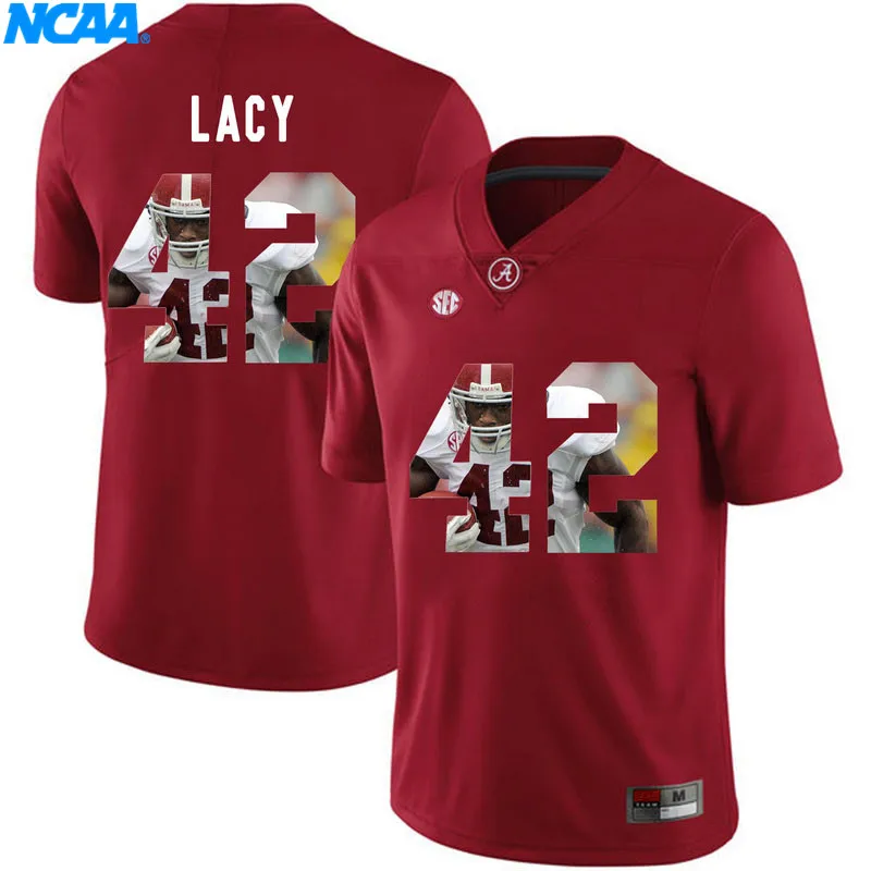 Новое поступление высокое качество Alabama Ed Stinson#49 Eddie Lacy#42 футболка колледжа Джерси S-XXXL