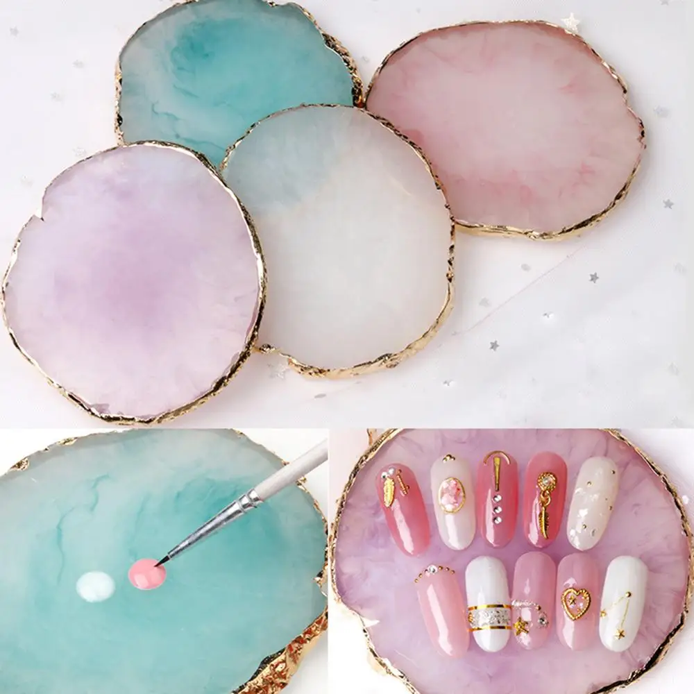 

Natural Resin Agate Nail Art Gel Polish Tool Color Paint Nail Palette for Nail Color Mixing Display Holder Nail Art Tools