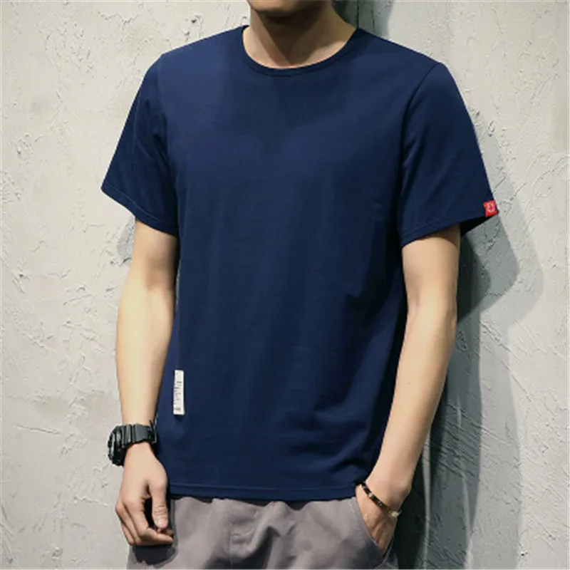 

Summer 2019 new short-sleeved t-shirt men's silk stretch Slim half-sleeve trend round neck men's T-shirt