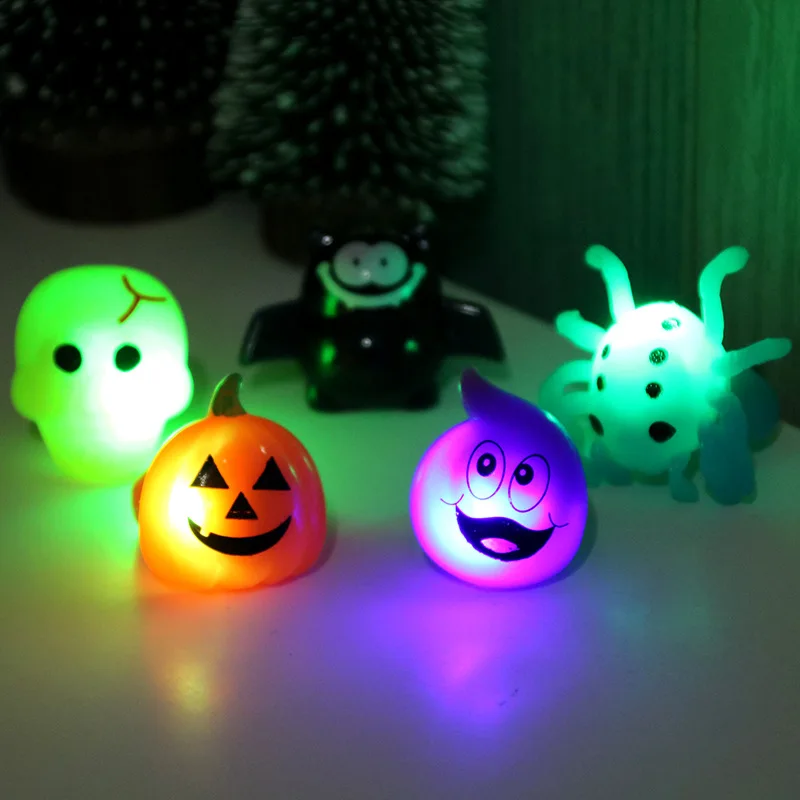 

5pc Halloween Colorful Luminous Ring Women Men Fluorescent Glowing Rings Glow In The Dark Finger Ring LED Flashing Light Up Toys