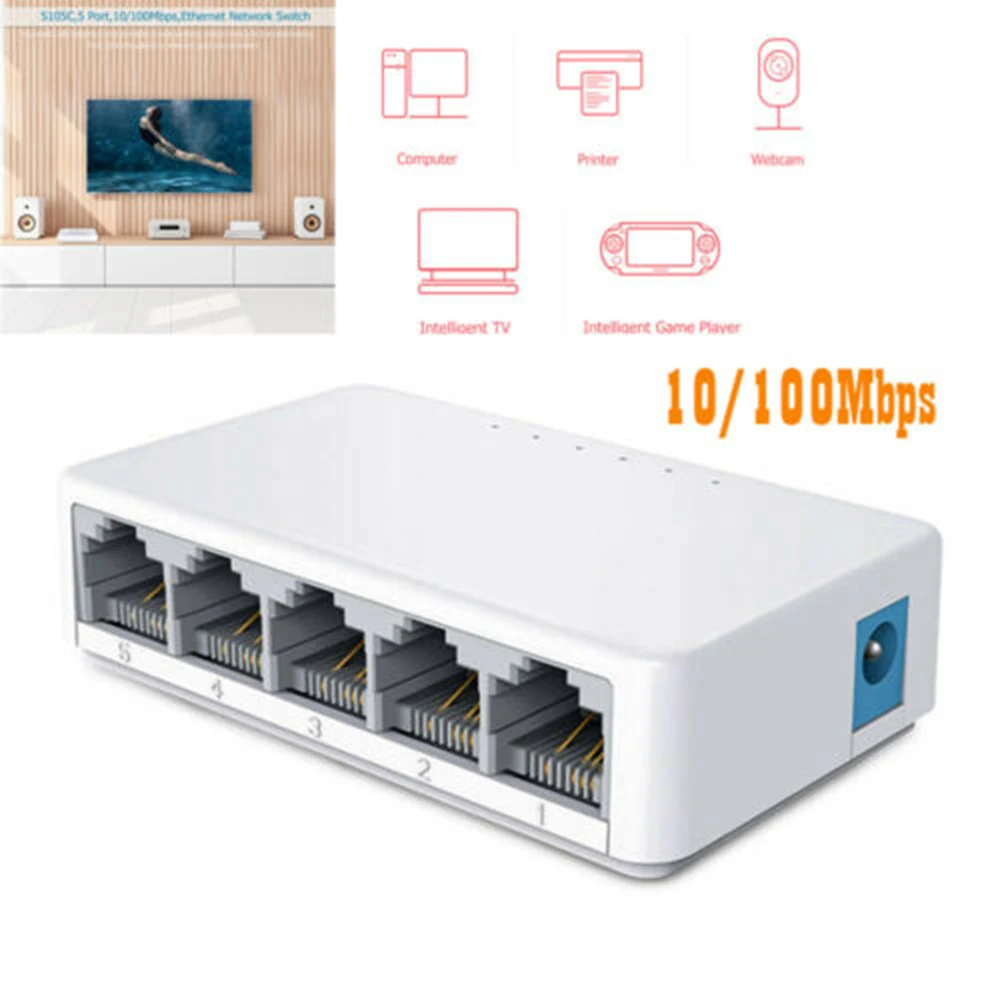 S105C коммутатора Ethernet WiFi модуль мини 5 Порты и разъёмы настольный коммутатор для