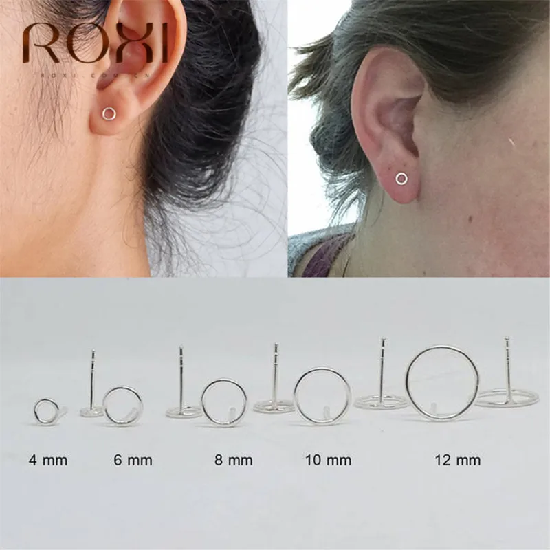 ROXI простые серьги из стерлингового серебра 925 пробы для женщин геометрические круглые маленькие кольца-серьги корейские ювелирные серьги с фианитом Umode d'oreille