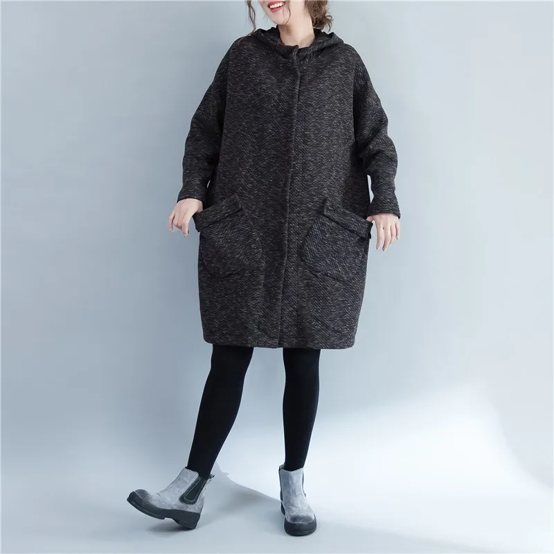 Длинная облегающая Осенняя повседневная куртка больших размеров пальто с