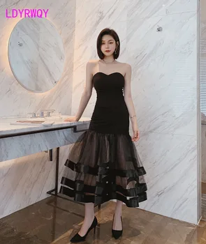 

Sexy pack hips show thin tube top dress net fishtail wrapped chest Ankle-Length Zippers Sleeveless Sheath Office Lady