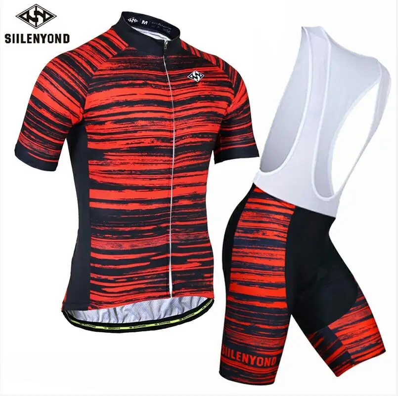 Jersey and bib Pants Siilenyond, Летний набор для велоспорта, Мужская одежда, анти-УФ, Pro, MTB, для велоспорта, одежда для велоспорта, костюм, дышащий, для гонок, велосипеда, нагрудник, одежда, костюм - Цвет: Jersey and bib Pants