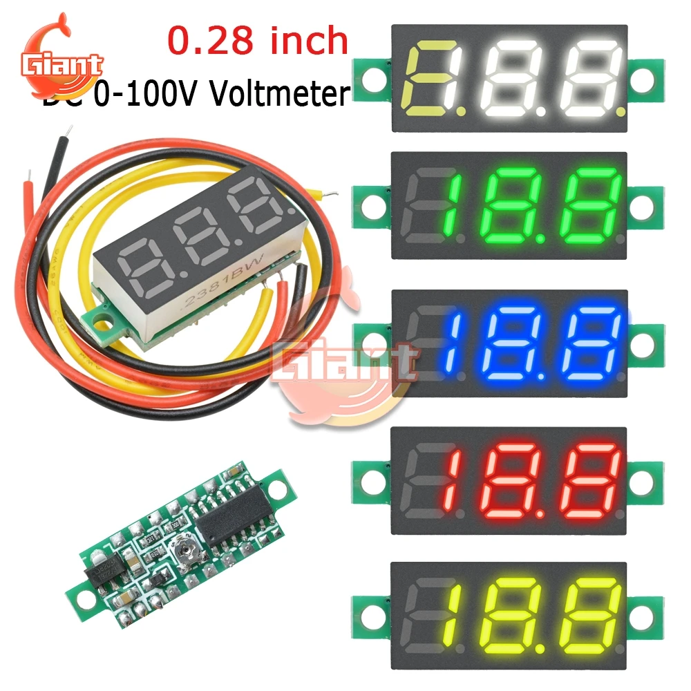Mini Waterproof Voltmeter With LED Digital Display Voltage Meter Long Type DC 12V-24V Universal For Car/Motorcycle/Truck Red