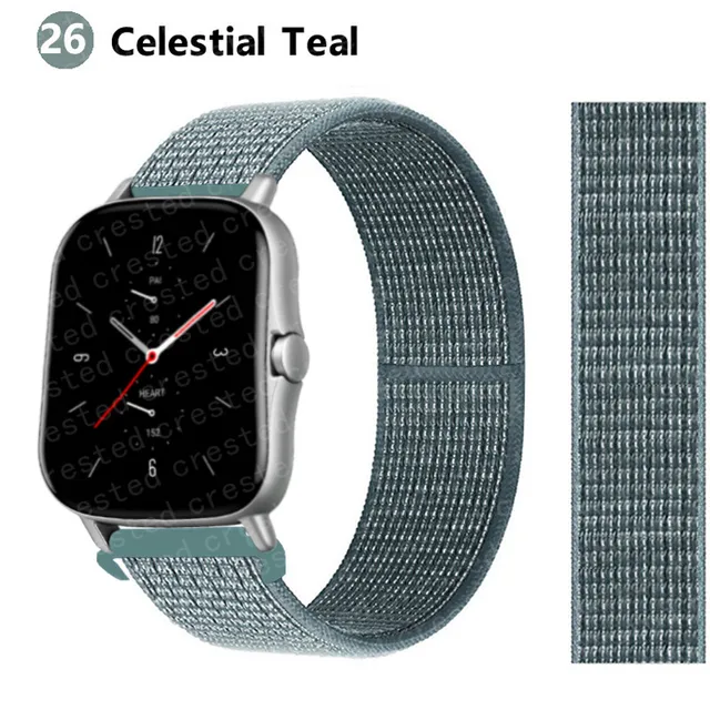 20/22mm Nylon band For Amazfit GTS/2/2e/GTS2 Mini/GTR 3 Pro 42mm/47mm/GTR2/2e/stratos 2/3 Sport Loop Bracelet Amazfit bip strap cclcstial teal 29
