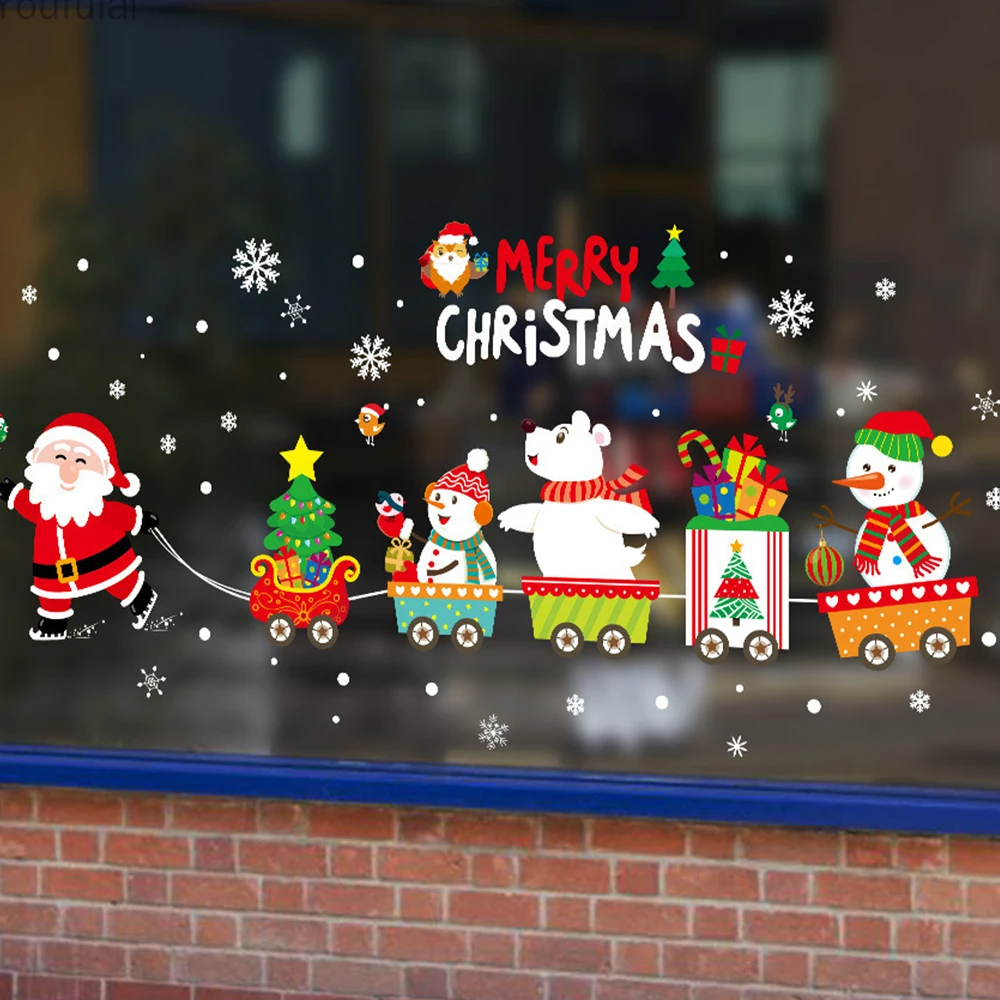 Наклейка на стену с надписью &quotMerry Christmas&quot &quotДед Мороз&quot новый год аксессуары