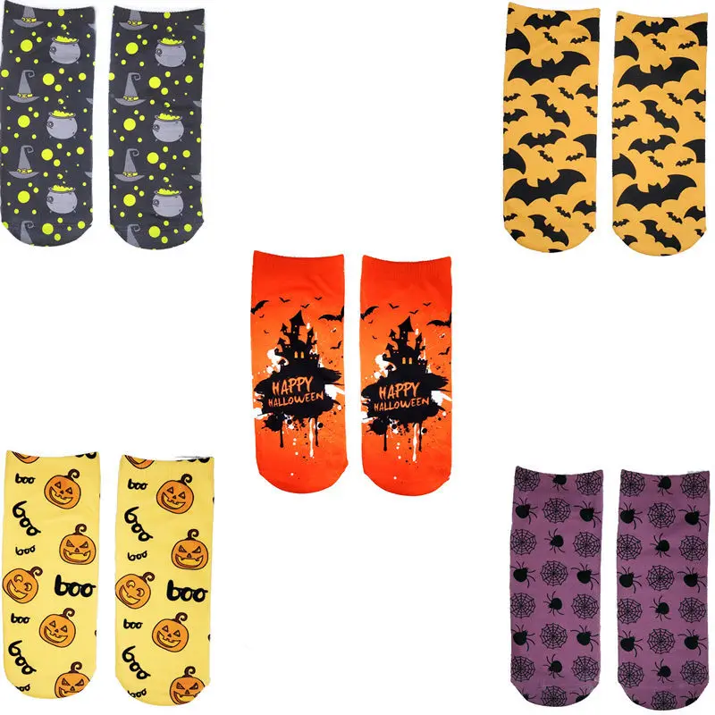 

Women Cute Pumpkin witch Short Cotton Socks Halloween Horror Bendy Ink Machine Cosplay Casual Ankle Socks Girls Christmas Gift