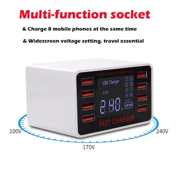 

Charger Multi Usb 8-port Smart Fast Charger 3.0 Usb Type C Port With Led Display Зарядное Устройство Зарядка Dropshipping #2