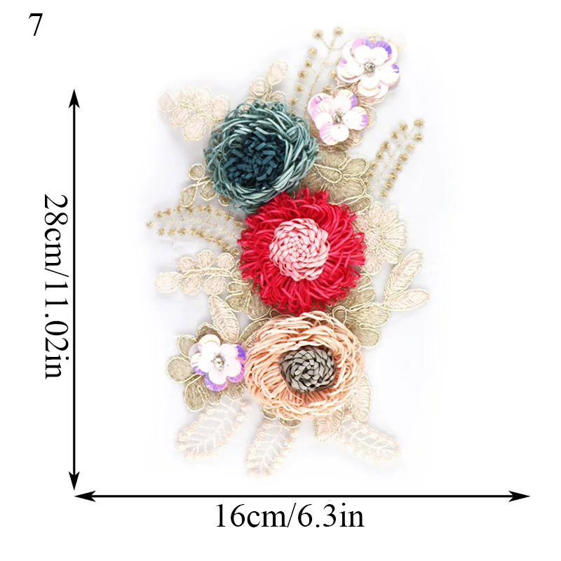 Креативные лепестки из органзы с вышивкой, модные перламутровые наклейки для одежды ручной работы, аксессуары для одежды - Цвет: 7