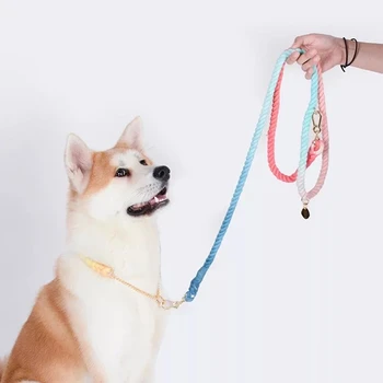 

New arrival Pet Dog Multi-function Hand-woven Gradient Collar Necklace Outdoor Dog Universal Traction Rope Pet Products