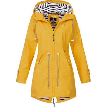 

Women Outdoor Waterproof Rain Coat Lady Long Sleeve Hooded Wind Jacket Ladies Packable Active Lightweight Hooded Jacket FOU99
