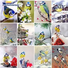 PhotoCustom DIY Frame Painting By Numbers Bird Animals Kits Painting Animals 40*50cm zero basis Gift Home Decor
