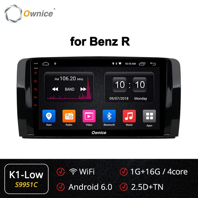 Ownice DSP carplay 8 ядерный Android 9,0 автомобильный dvd-плеер gps стерео радио для Mercedes Benz R Class W251 R280 R300 R320 R350 4G+ 64G - Цвет: S9951 K1-Low