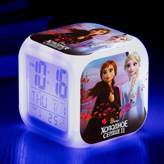 Disney reloj despertador de Frozen 2, con luces LED de colores cambiantes, y luminoso, pequeño|Decoraciones DIY de fiestas| - AliExpress