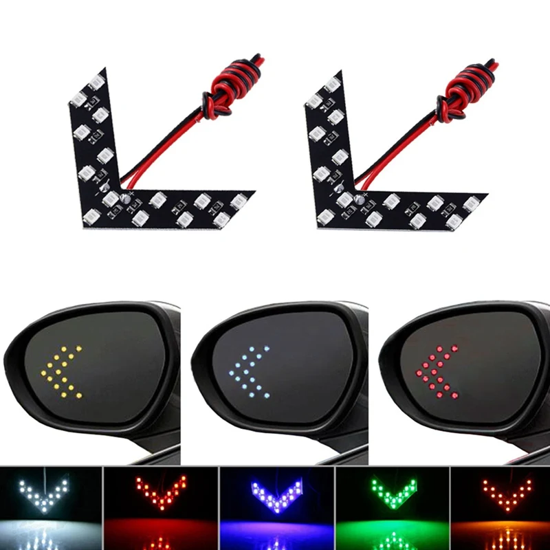 

2 Pcs/lot 14 SMD LED Arrow Panel For Car Rear View Mirror Indicator Turn Signal Light Car LED Rearview Mirror Light AJ