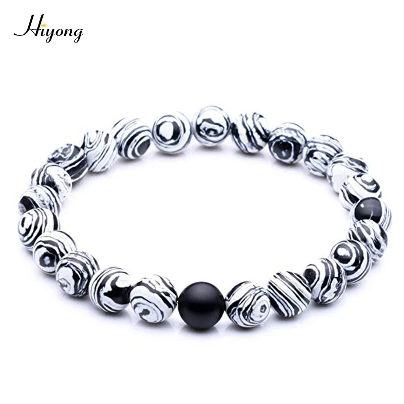 Crown Bracelet Натуральный камень Бусины-Короны Браслет 8 мм черный матовый Агаты белый браслет из говлита пары расстояние браслеты его и ее ювелирные изделия - Окраска металла: Crown Bracelet