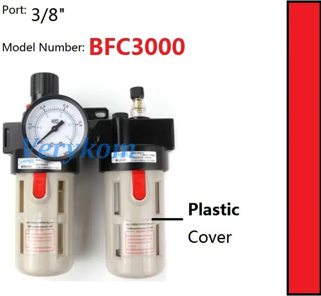 Fevas AirTAC BFC2000 1/4 BFC3000 3/8 BFC4000 1/2 Air Filter Regulator Lubricator Combinations F.R.L Unit Specification: BFC3000 