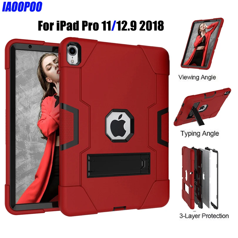 Сверхпрочный Силиконовый ТПУ + ПК Жесткий чехол с подставкой для iPad Pro 11 12 9 дюймов