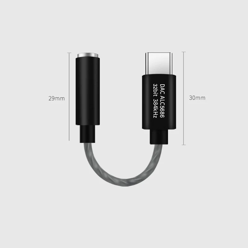 Type C USB C to 3 5mm Converter 32bits 384KHz DAC Adapter Support 16 32 Ohm Headphone Decorder With ALC5686 Chip For Phone