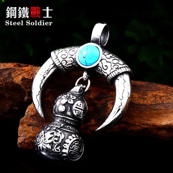 

Steel soldier music calabash pendant chain stainless steel cucurbit necklace cool men jewelry