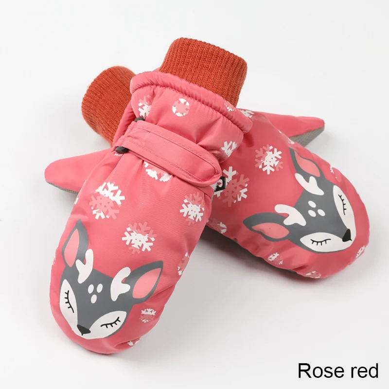 Evrfelan/милые перчатки для девочек и мальчиков, варежки, утепленные варежки, Детские теплые гетры с рисунком оленя, хлопковые перчатки и варежки, унисекс - Цвет: rose