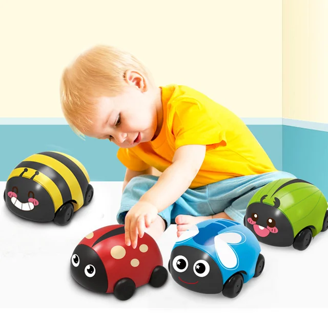 Children Cute Plastic Bee Ladybug Pull Back Car Inertia Truck Baby Toys BM88 1